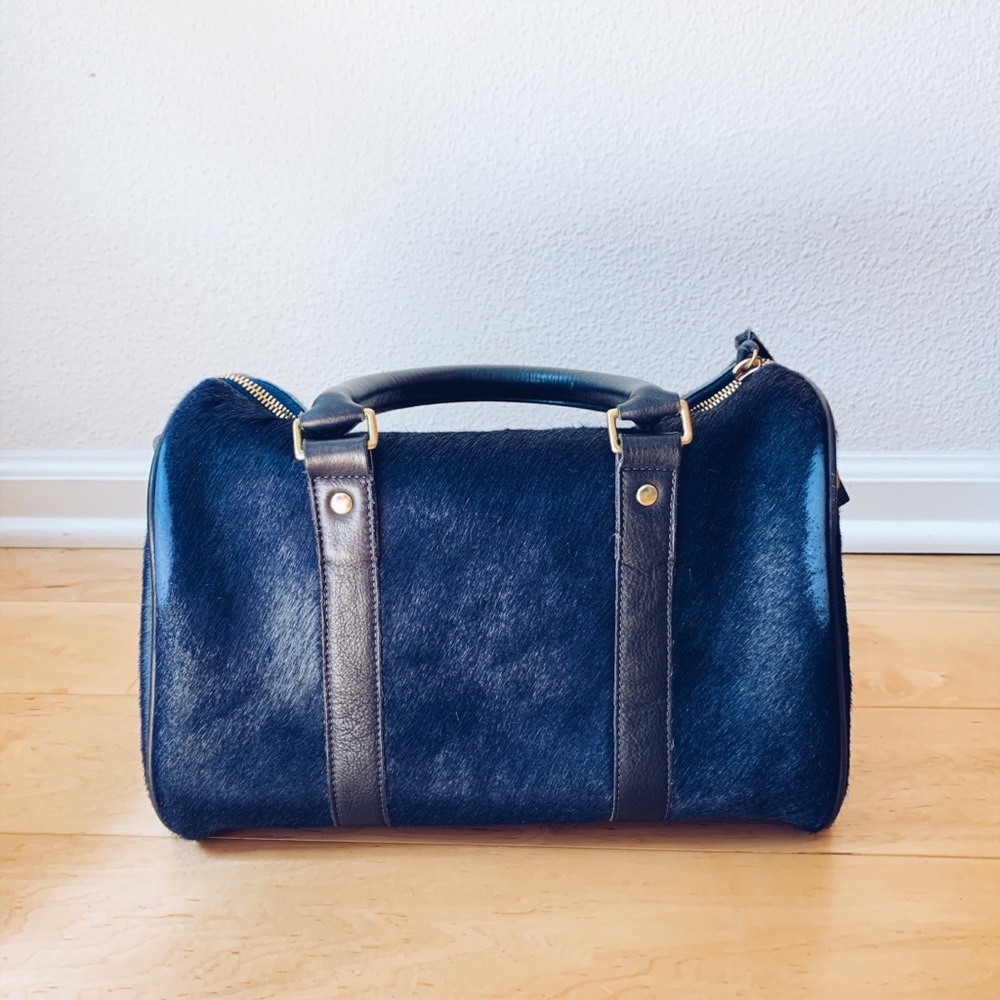 Clare Vivier Pony Navy Petit Duffle Satchel Purse